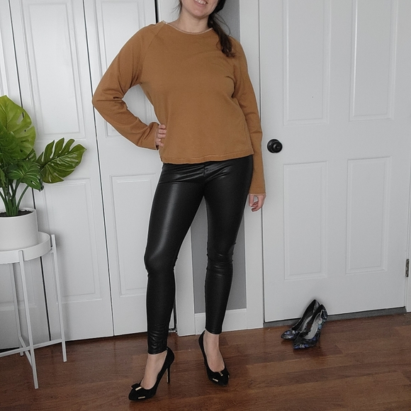 ModAndMe Viv Collection Faux Leather High Waisted Yoga Leggings Size Medium - Picture 6 of 8